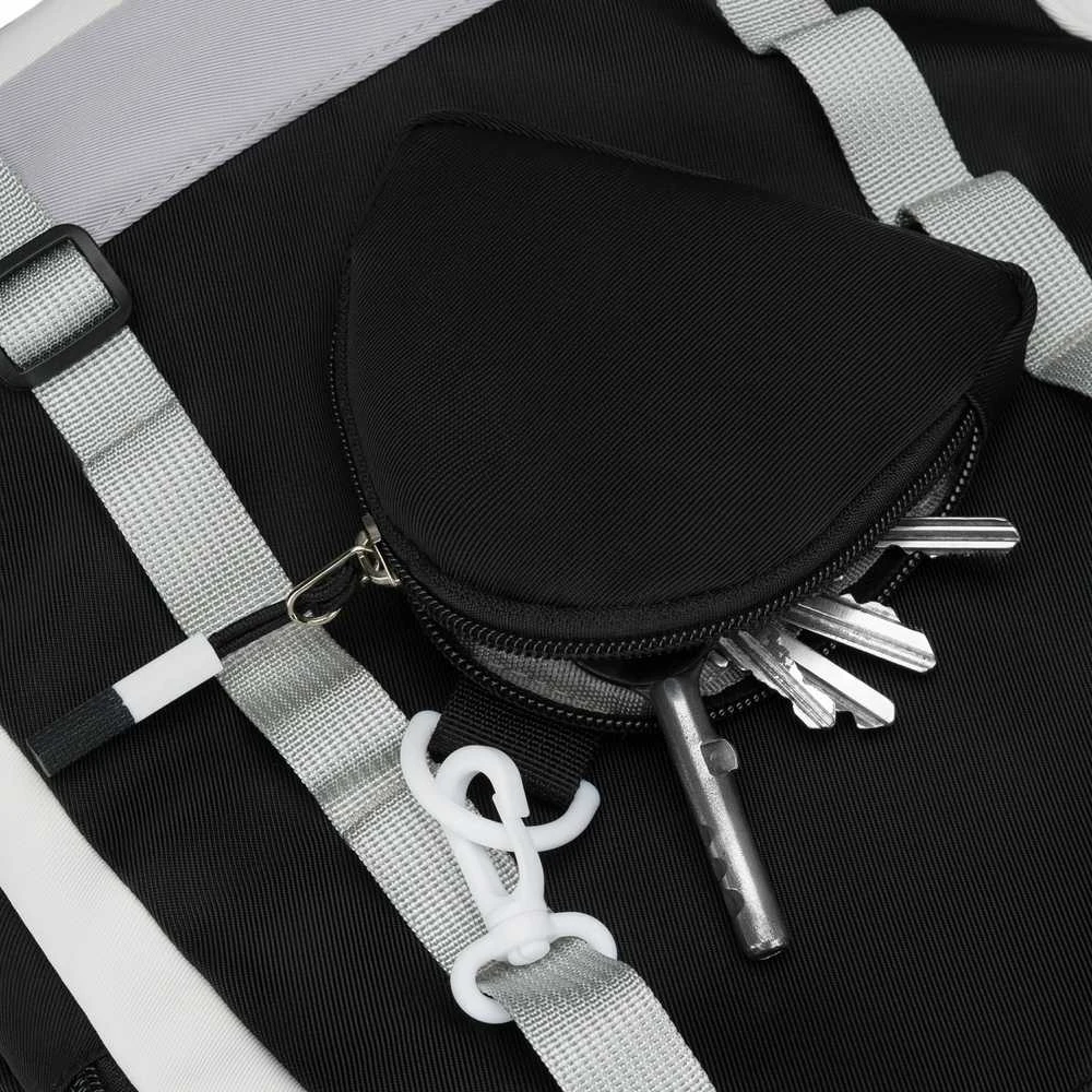 Vidutinė kuprinė unisex Peterson, balta ir juoda