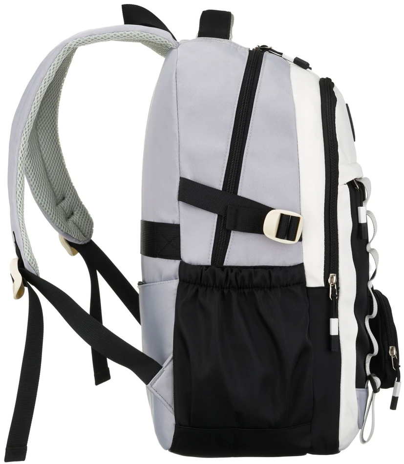 Vidutinė kuprinė unisex Peterson, balta ir juoda