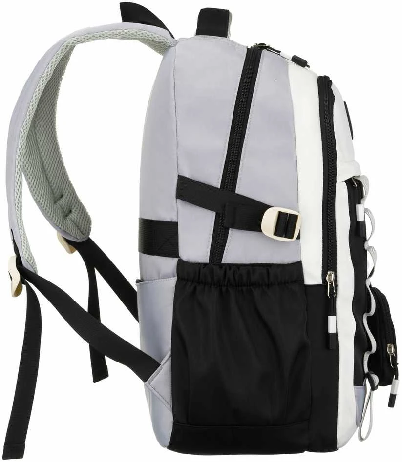 Vidutinė kuprinė unisex Peterson, balta ir juoda