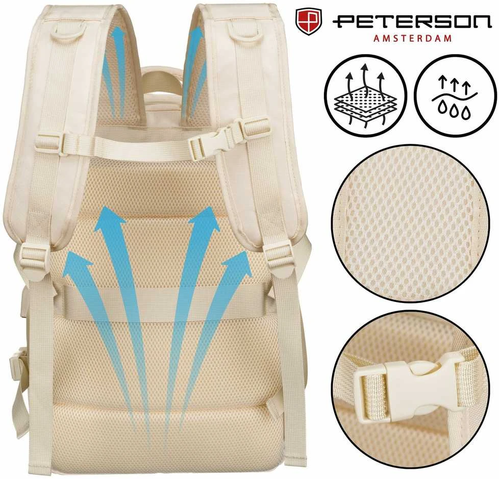 Vidutinė kuprinė unisex Peterson, dramblio kaulo