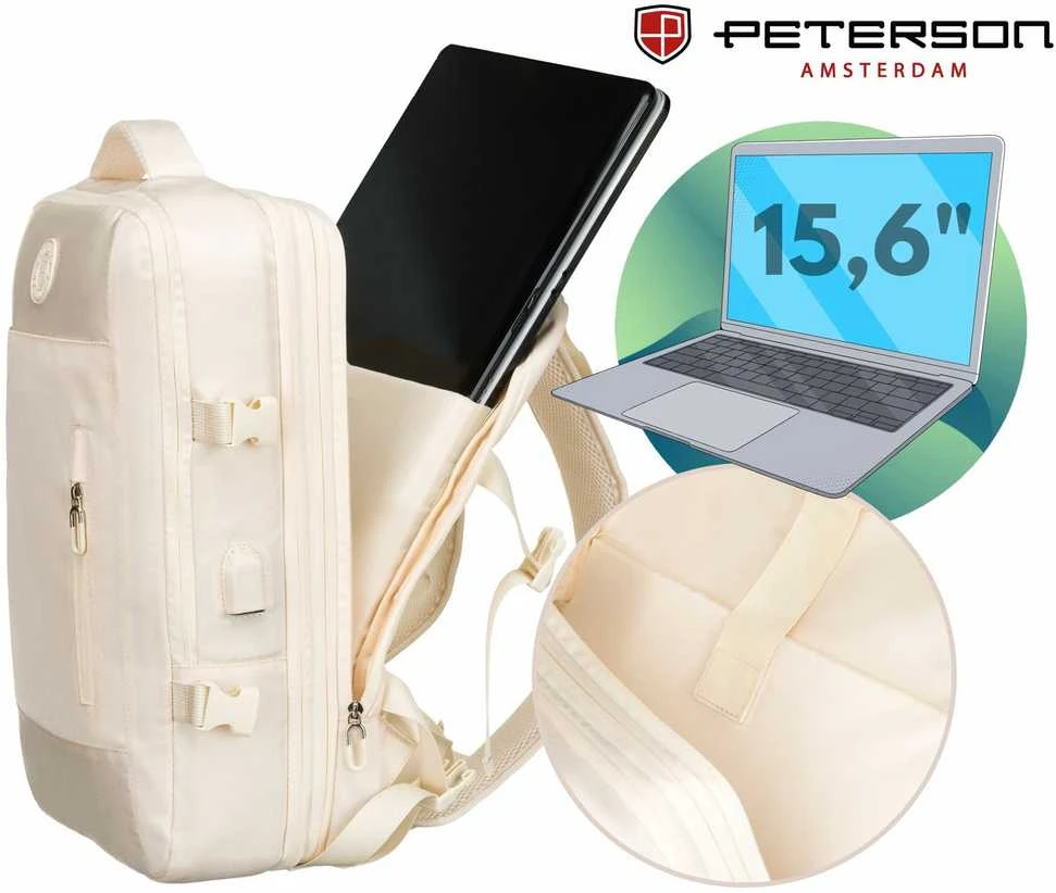Vidutinė kuprinė unisex Peterson, dramblio kaulo