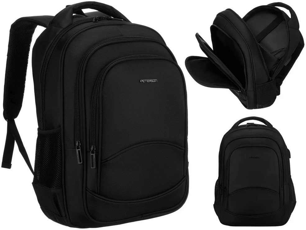 Vidutinė kuprinė unisex Peterson, juoda