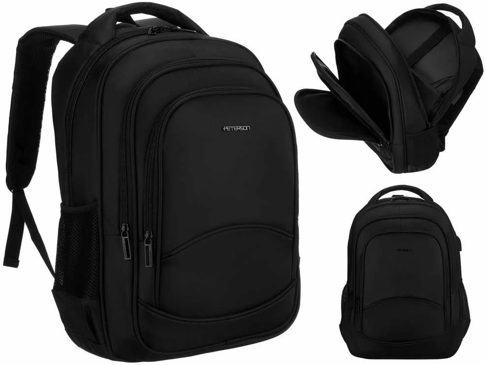 Vidutinė kuprinė unisex Peterson, juoda