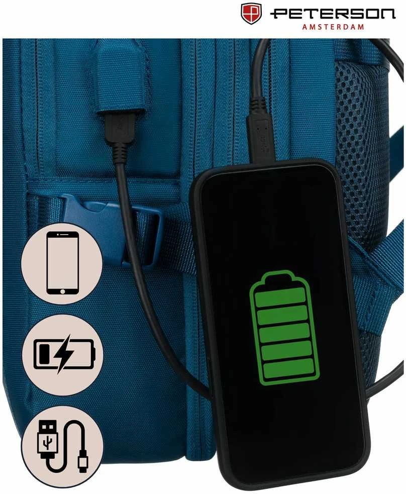Vidutinė kuprinė unisex Peterson, mėlyna