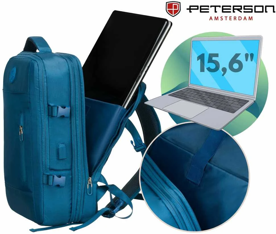 Vidutinė kuprinė unisex Peterson, mėlyna