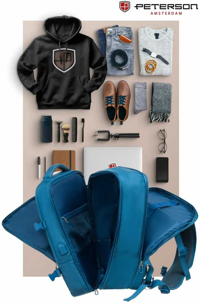 Vidutinė kuprinė unisex Peterson, mėlyna