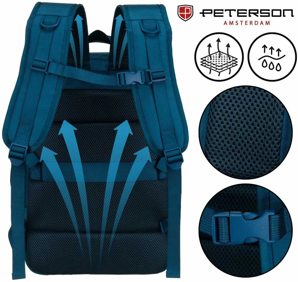 Vidutinė kuprinė unisex Peterson, mėlyna