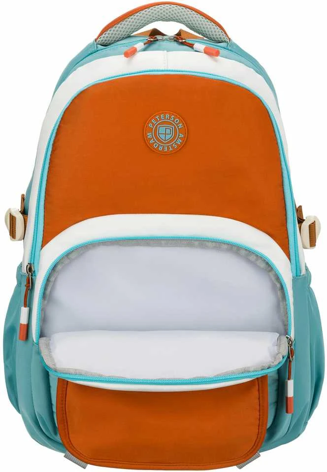 Vidutinė kuprinė unisex Peterson, mėlyna-oranžinė