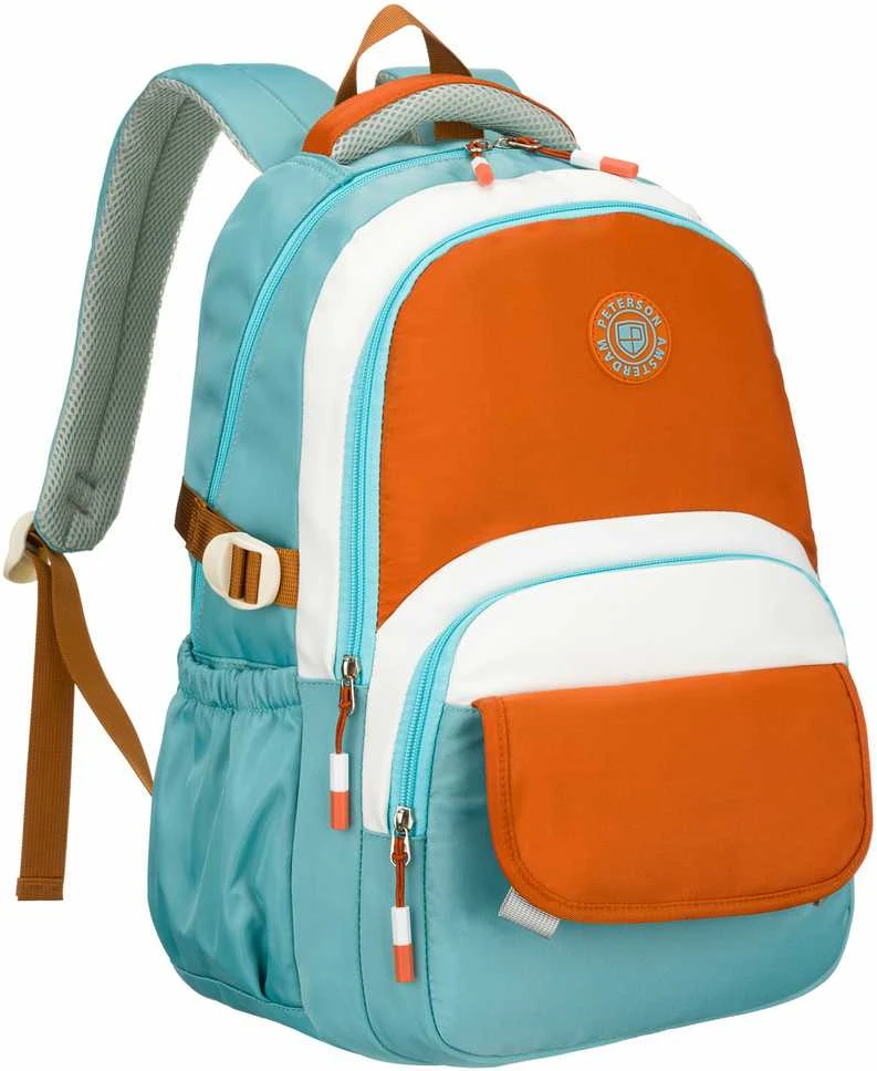 Vidutinė kuprinė unisex Peterson, mėlyna-oranžinė