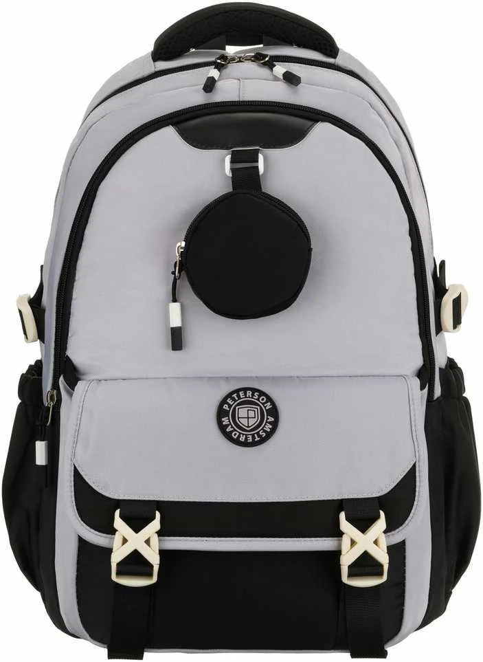Vidutinė kuprinė unisex Peterson, pilka-juoda