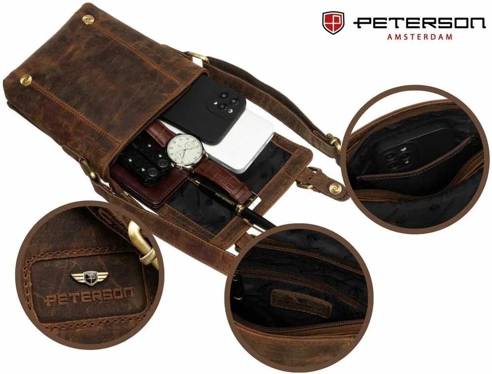 Vidutinė rankinė vyrams Peterson, ruda
