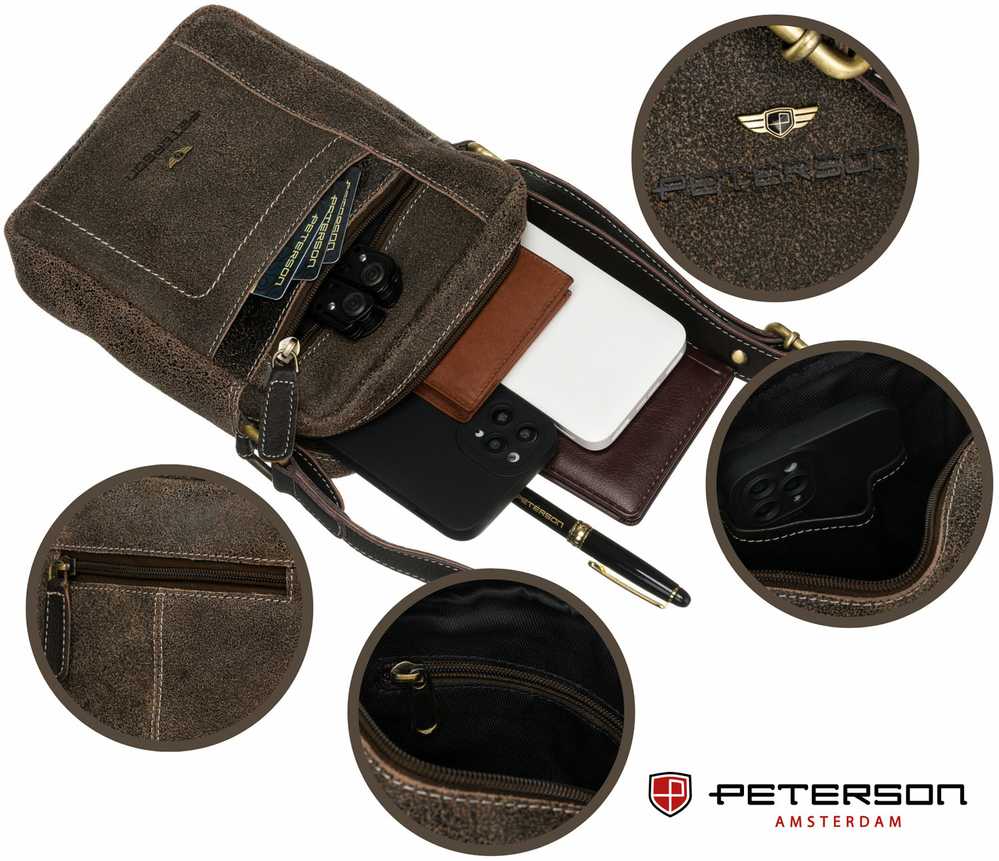 Vidutinė rankinė vyrams Peterson, ruda