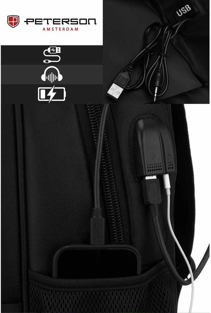 Vidutinis kuprinė unisex Peterson, juoda