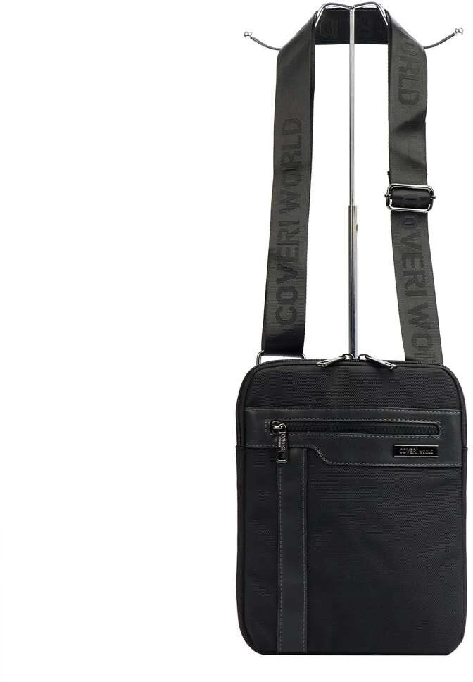 Vyriška juoda crossbody piniginė Coveri World CW2264, ekologiška oda, su reguliuojamu dirželiu