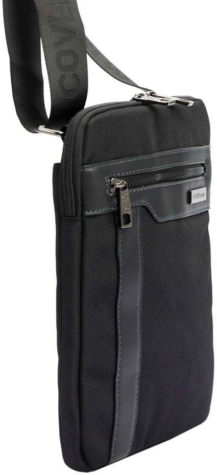 Vyriška juoda crossbody piniginė Coveri World CW2264, ekologiška oda, su reguliuojamu dirželiu