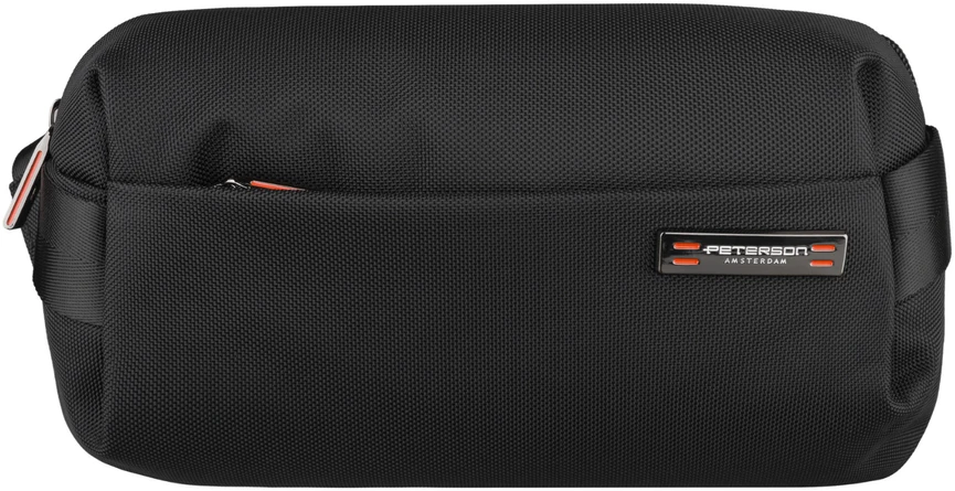 Vyriška maža juoda „Peterson“ lengva miesto rankinė per petį (crossbody), užsegama užtrauktuku, iš tekstilės
