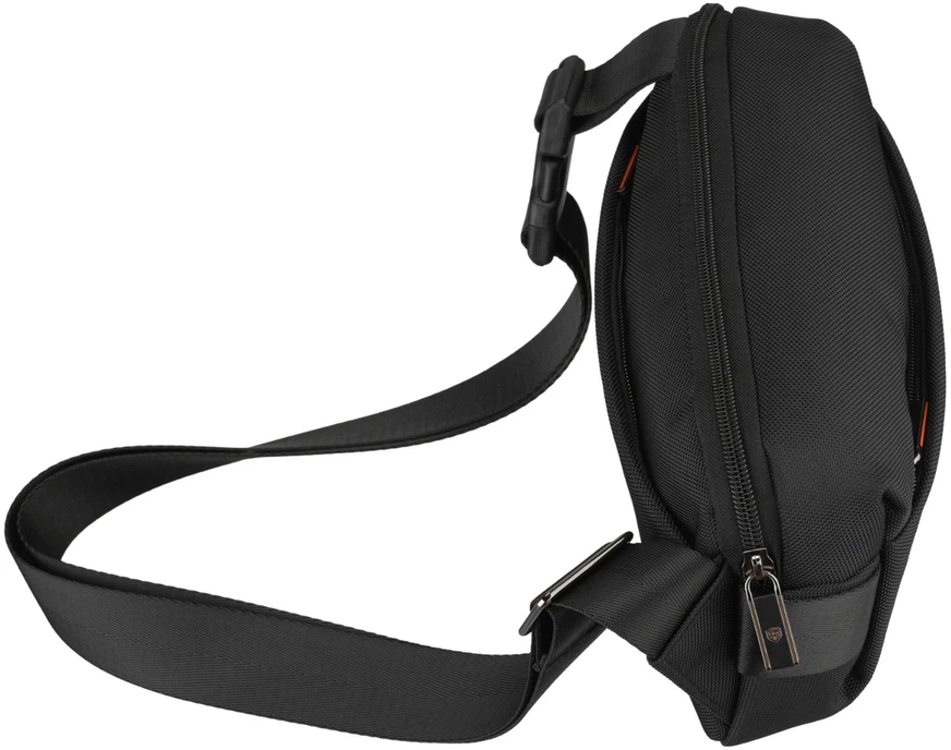 Vyriška maža juoda „Peterson“ lengva miesto rankinė per petį (crossbody), užsegama užtrauktuku, iš tekstilės