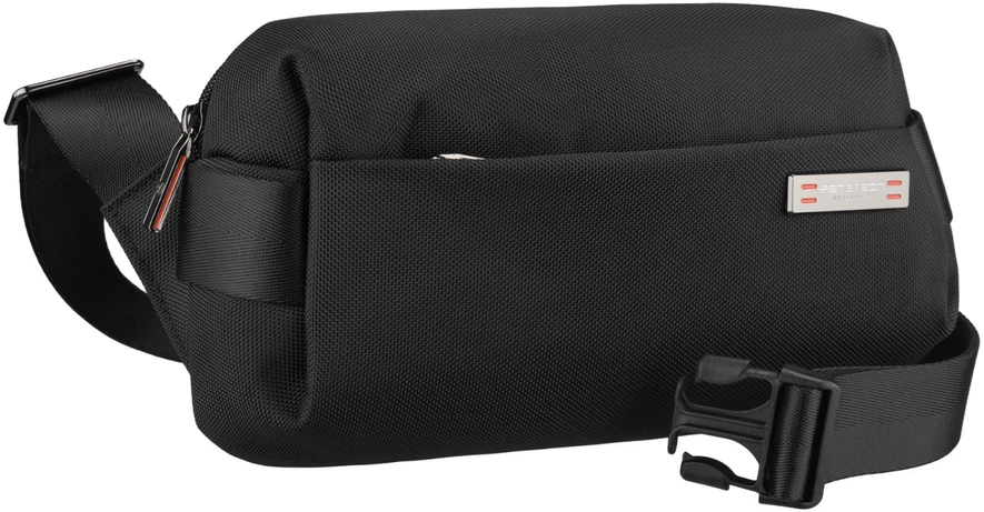Vyriška maža juoda „Peterson“ lengva miesto rankinė per petį (crossbody), užsegama užtrauktuku, iš tekstilės