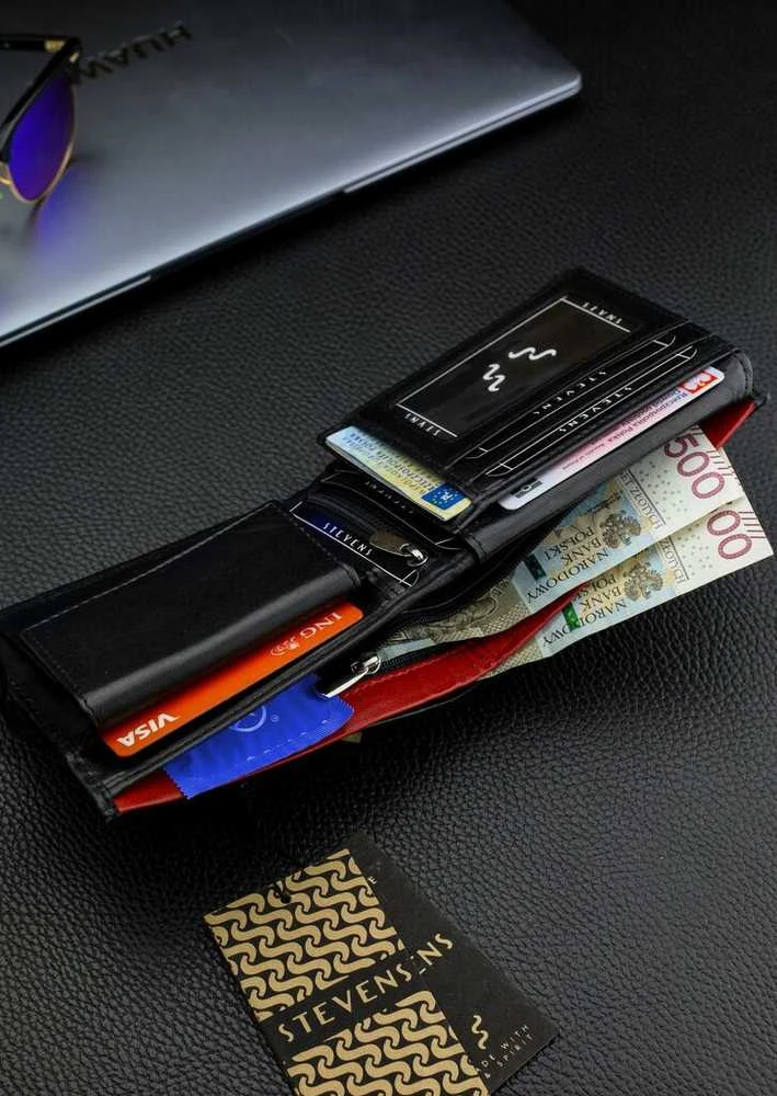 Vyriška natūralios odos piniginė Stevens Z06-8888-R, RFID apsauga