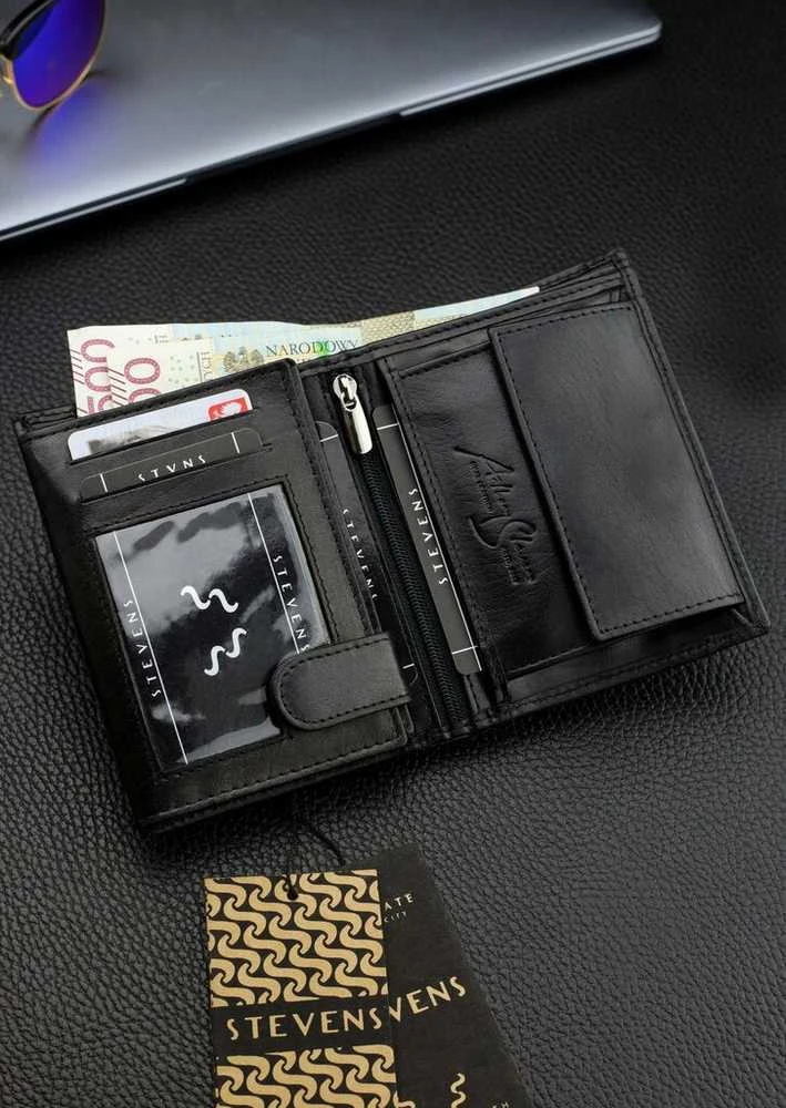 Vyriška natūralios odos piniginė Stevens Z07-326-R, RFID apsauga