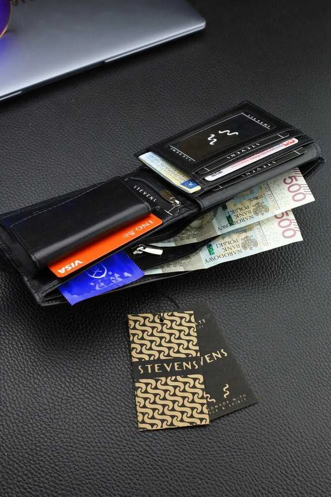 Vyriška natūralios odos piniginė Stevens Z07-8888-R, RFID apsauga