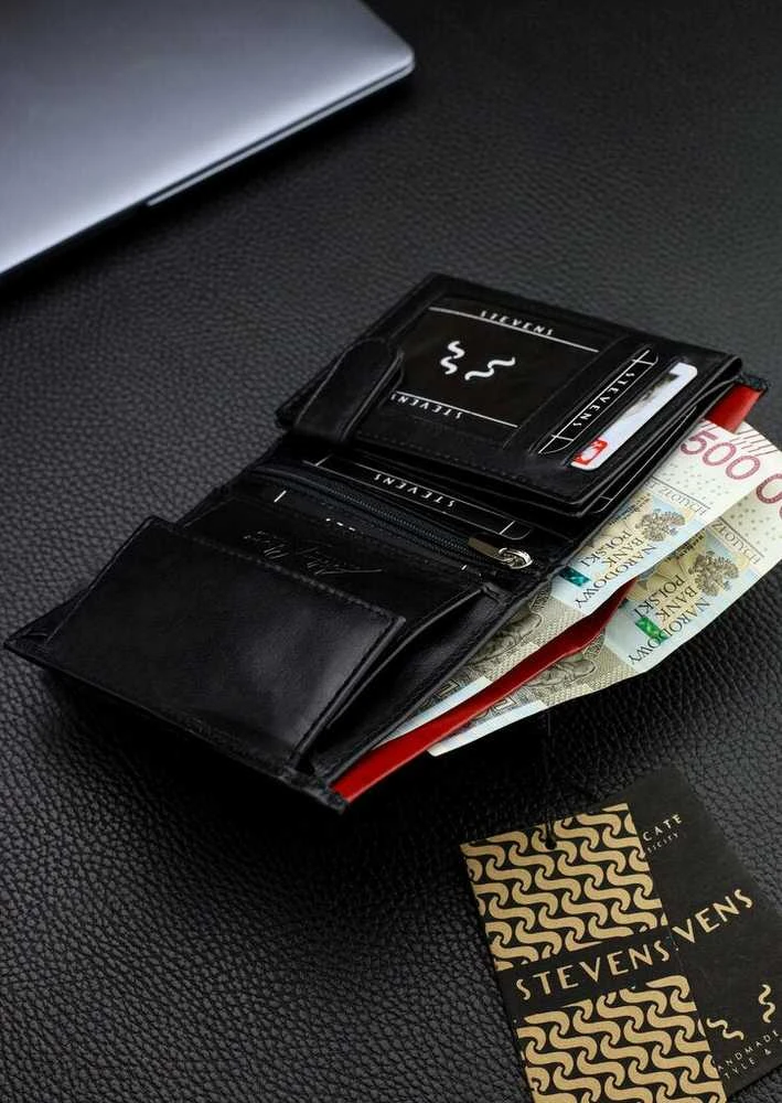 Vyriška natūralios odos piniginė Stevens Z06-326-R, RFID apsauga