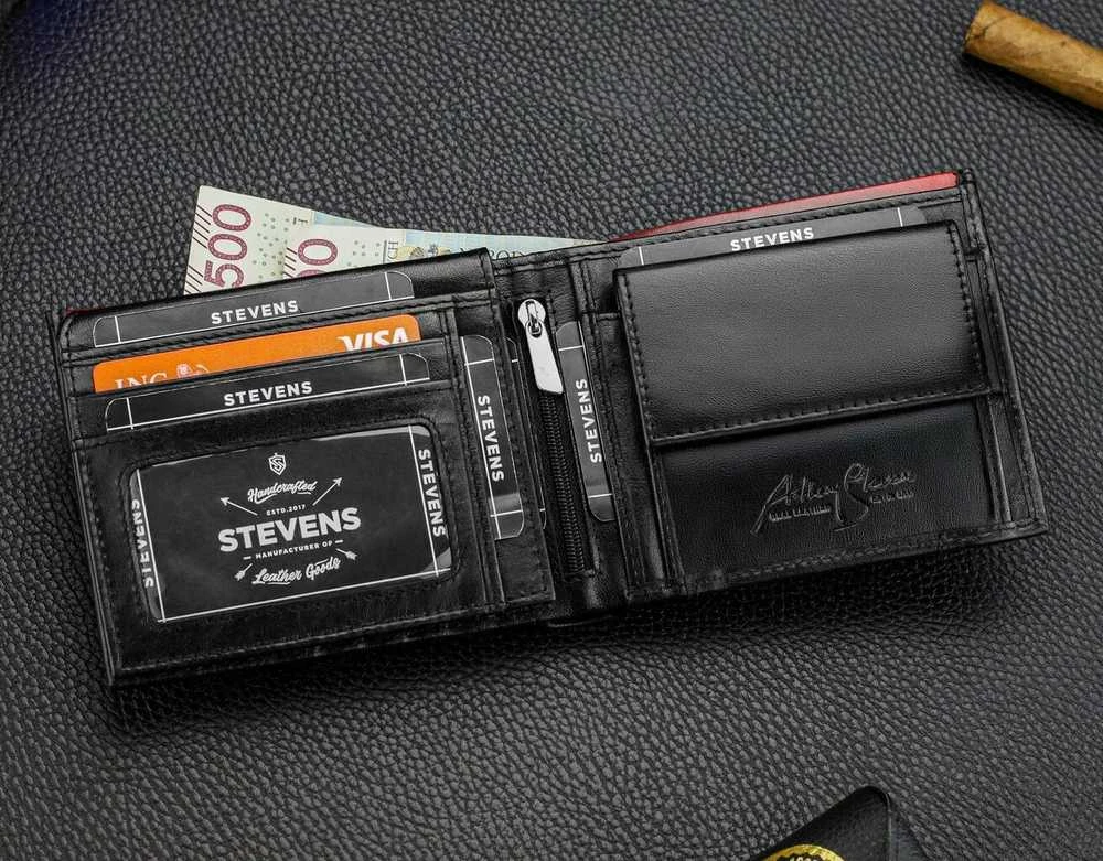 Vyriška natūralios odos piniginė Stevens Z06-8888-R, RFID apsauga