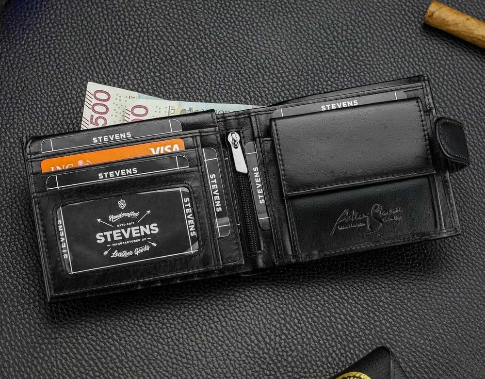 Vyriška natūralios odos piniginė Stevens Z07-8888A-R, RFID apsauga