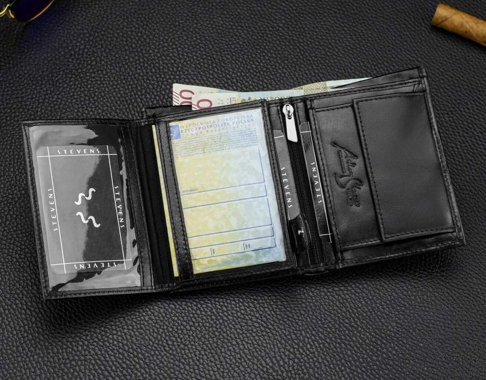 Vyriška natūralios odos piniginė Stevens Z05-326-R, RFID apsauga