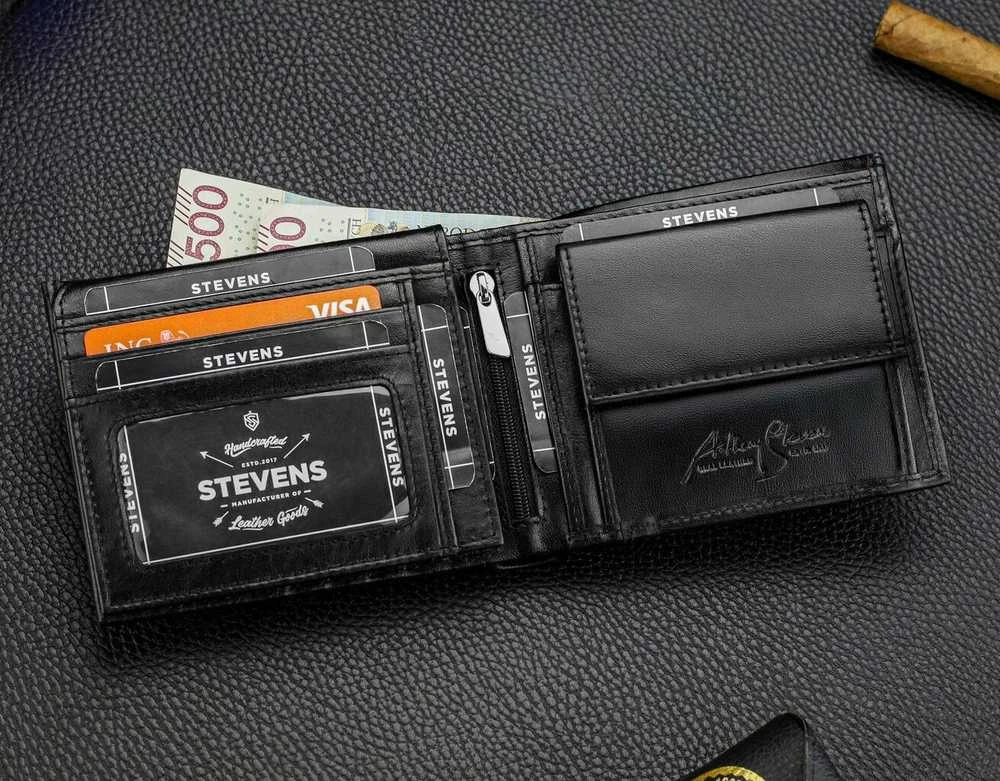 Vyriška natūralios odos piniginė Stevens Z07-8888-R, RFID apsauga