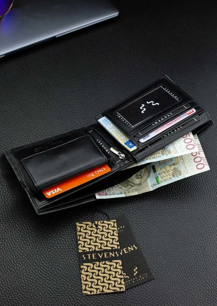 Vyriška natūralios odos piniginė Stevens Z07-8888-R, RFID apsauga