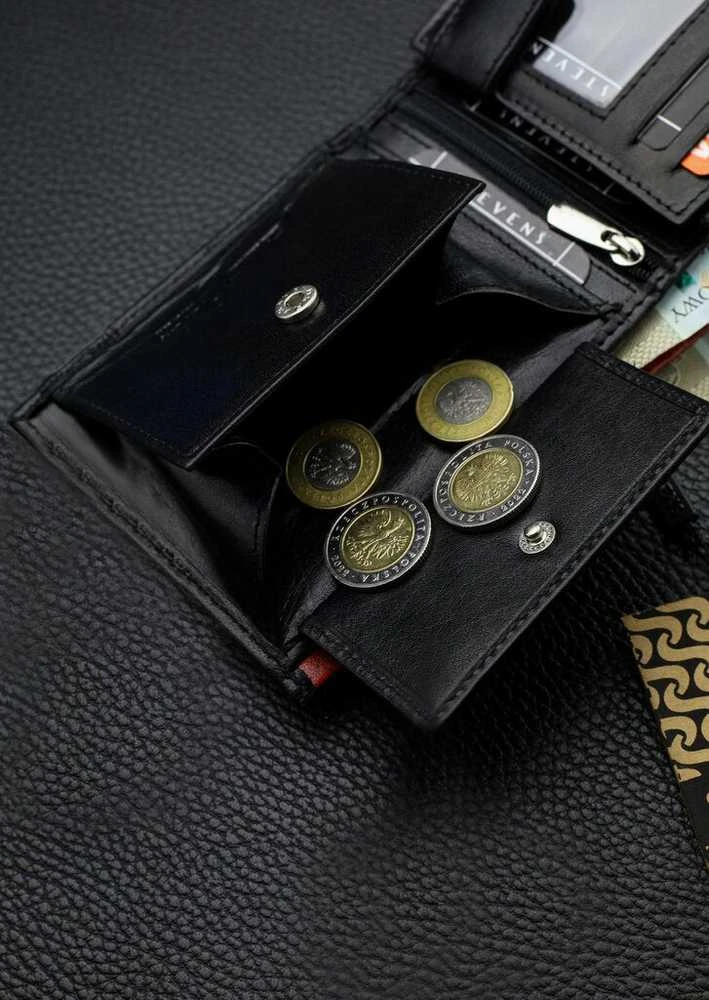 Vyriška natūralios odos piniginė Stevens Z06-325-R, RFID apsauga