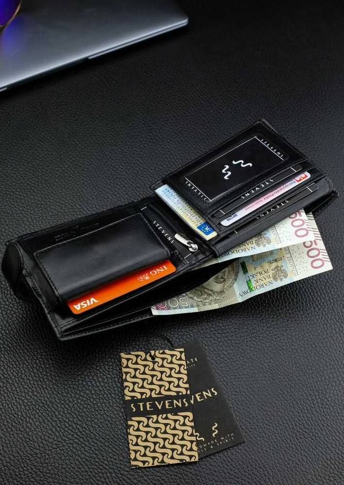 Vyriška natūralios odos piniginė Stevens Z05-8888A-R, RFID apsauga