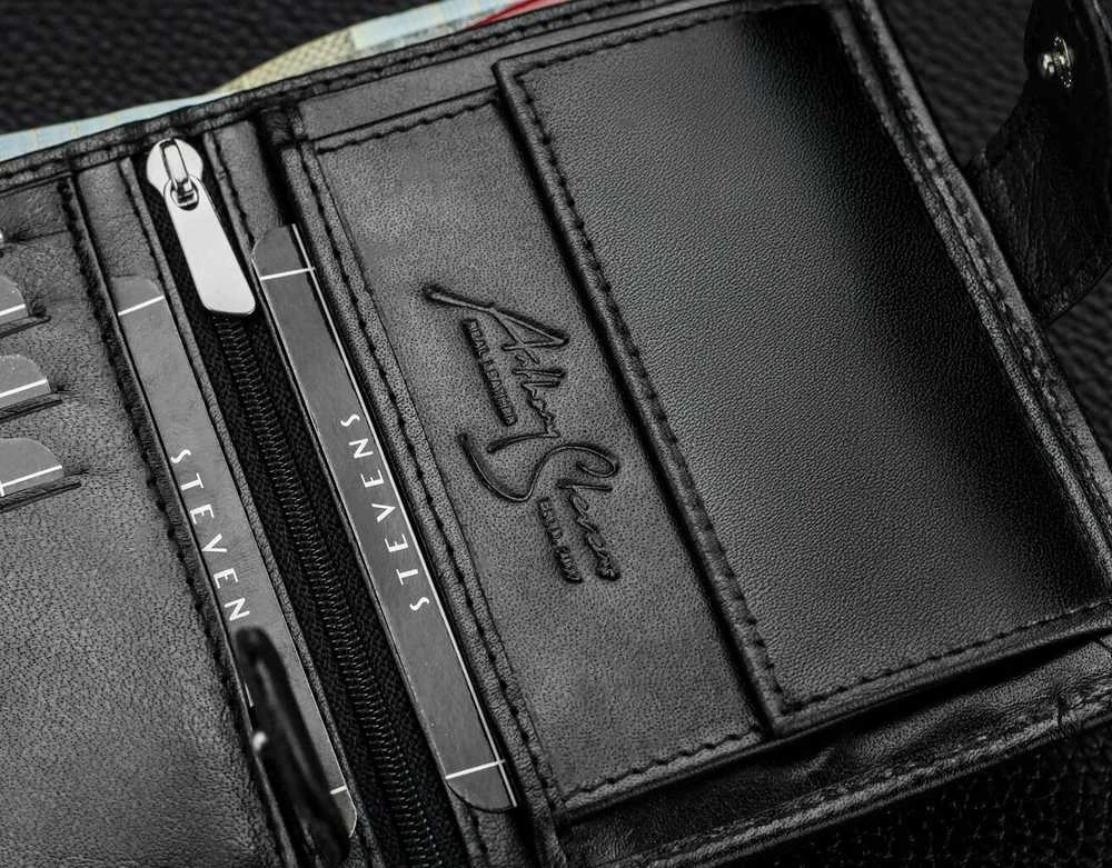 Vyriška natūralios odos piniginė Stevens Z07-326A-R, RFID apsauga