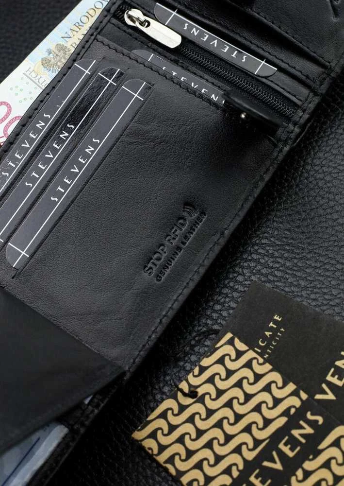 Vyriška natūralios odos piniginė Stevens Z07-325-R, RFID apsauga