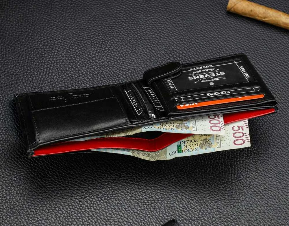 Vyriška natūralios odos piniginė Stevens Z06-325-R, RFID apsauga