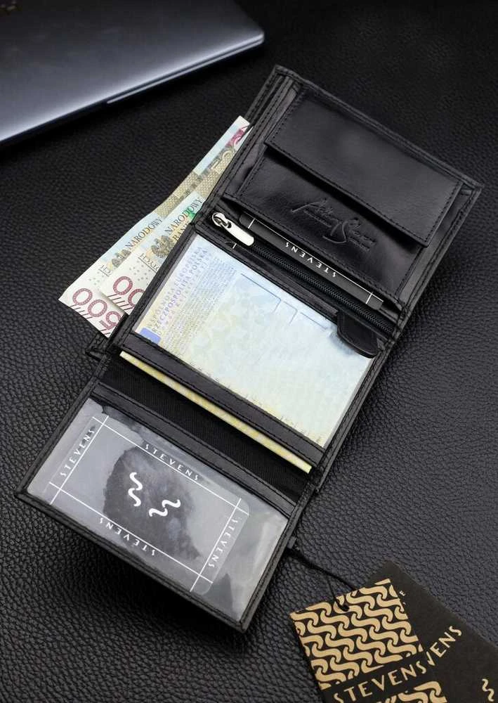 Vyriška natūralios odos piniginė Stevens Z07-326-R, RFID apsauga
