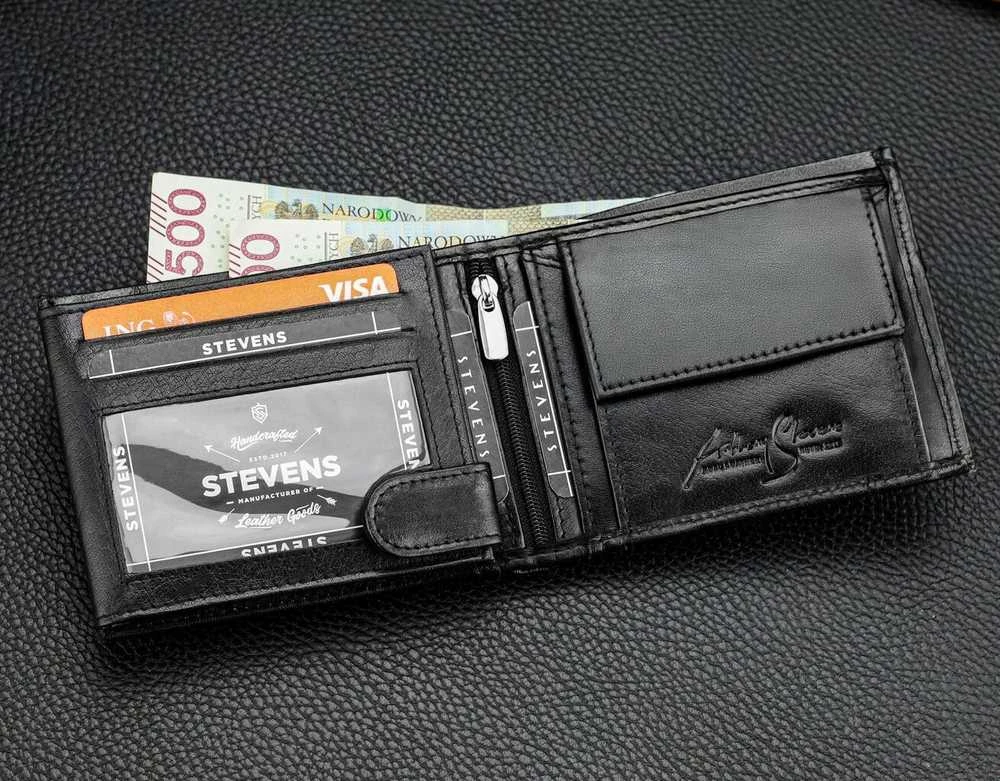 Vyriška natūralios odos piniginė Stevens Z07-325-R, RFID apsauga