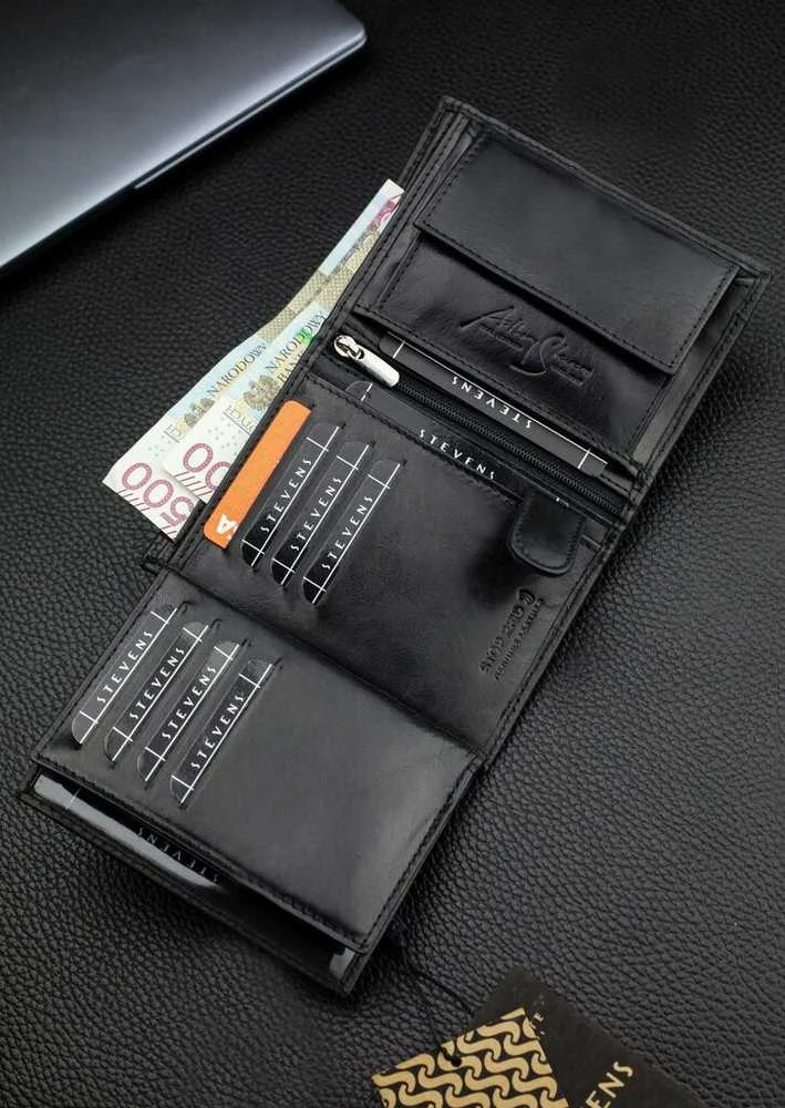 Vyriška natūralios odos piniginė Stevens Z07-326-R, RFID apsauga