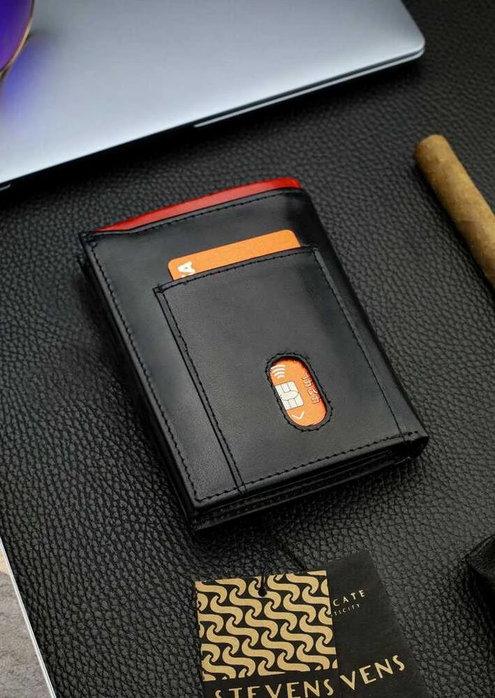 Vyriška natūralios odos piniginė Stevens Z06-326-R, RFID apsauga