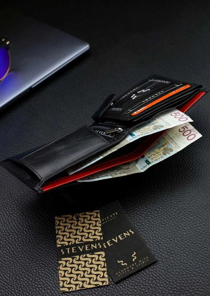 Vyriška natūralios odos piniginė Stevens Z06-325-R, RFID apsauga