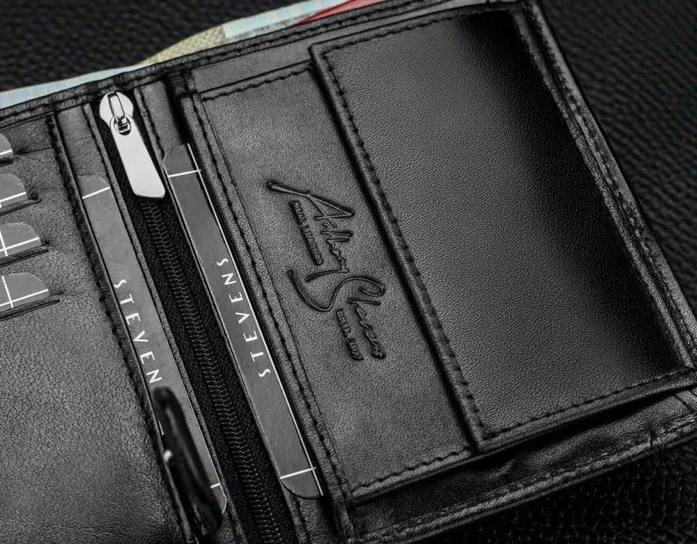 Vyriška natūralios odos piniginė Stevens Z06-326-R, RFID apsauga