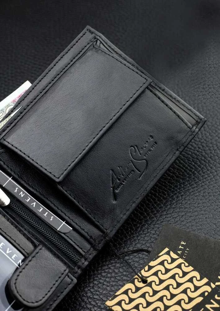 Vyriška natūralios odos piniginė Stevens Z07-325-R, RFID apsauga