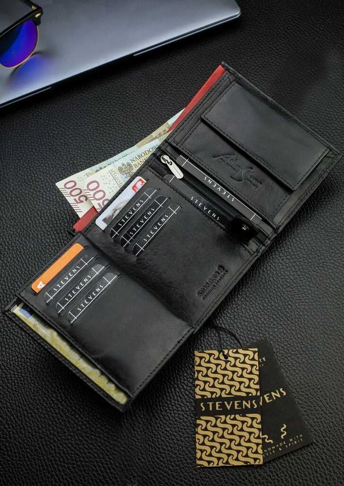 Vyriška natūralios odos piniginė Stevens Z06-326-R, RFID apsauga