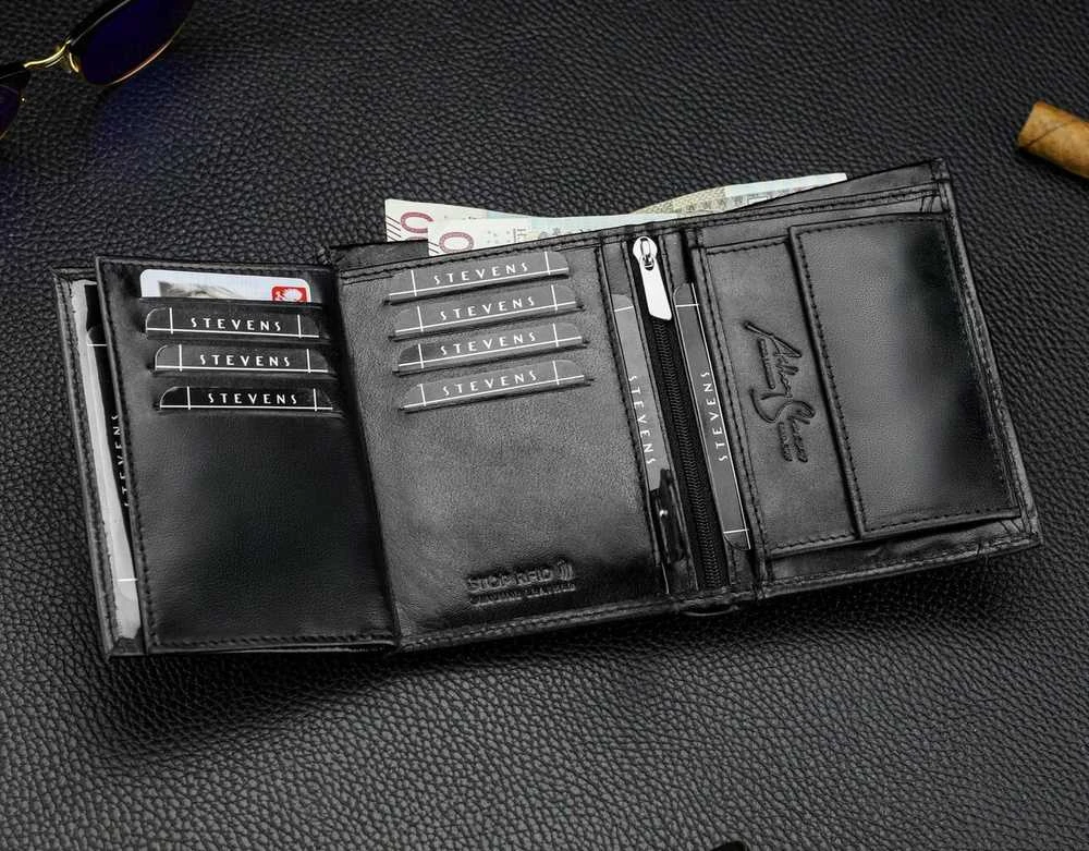 Vyriška natūralios odos piniginė Stevens Z05-326-R, RFID apsauga