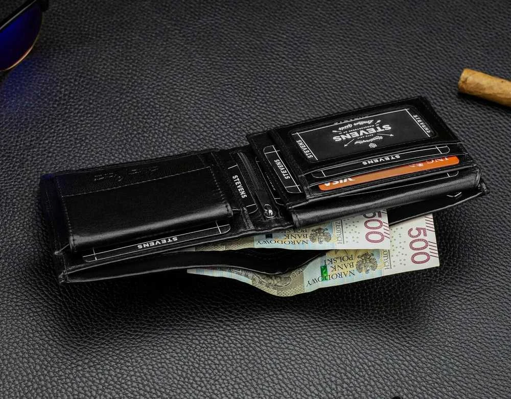 Vyriška natūralios odos piniginė Stevens Z08-8888-R, RFID apsauga