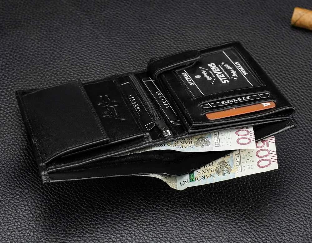Vyriška natūralios odos piniginė Stevens Z07-326-R, RFID apsauga