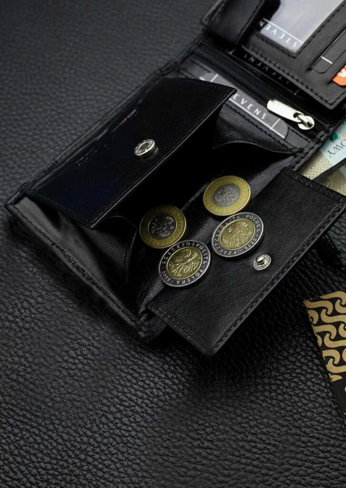 Vyriška natūralios odos piniginė Stevens Z07-325-R, RFID apsauga