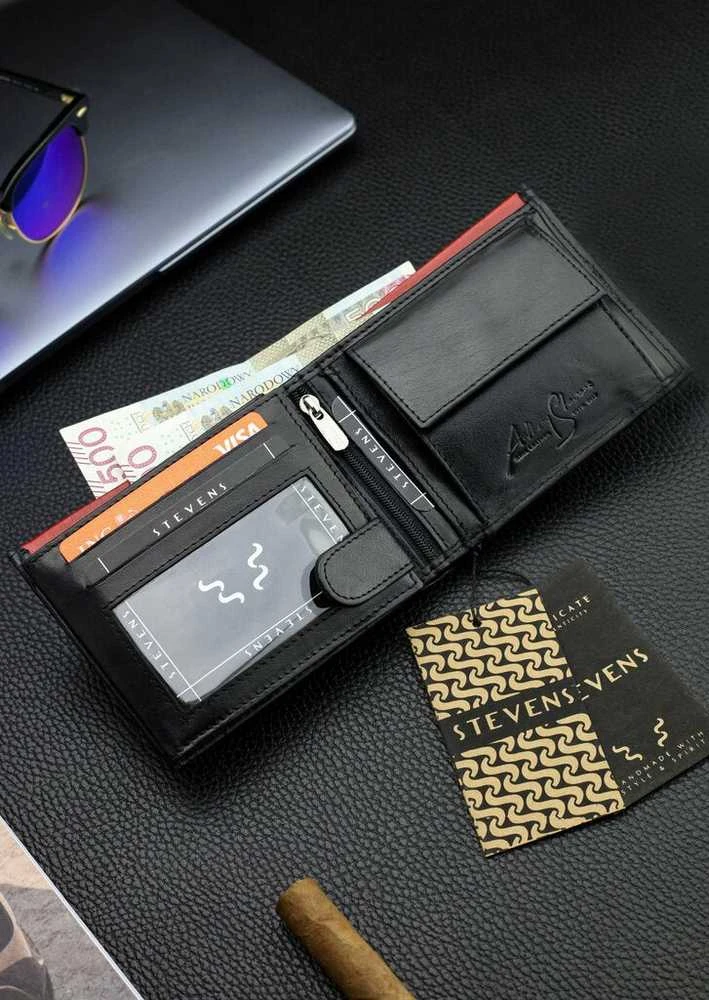 Vyriška natūralios odos piniginė Stevens Z06-325-R, RFID apsauga
