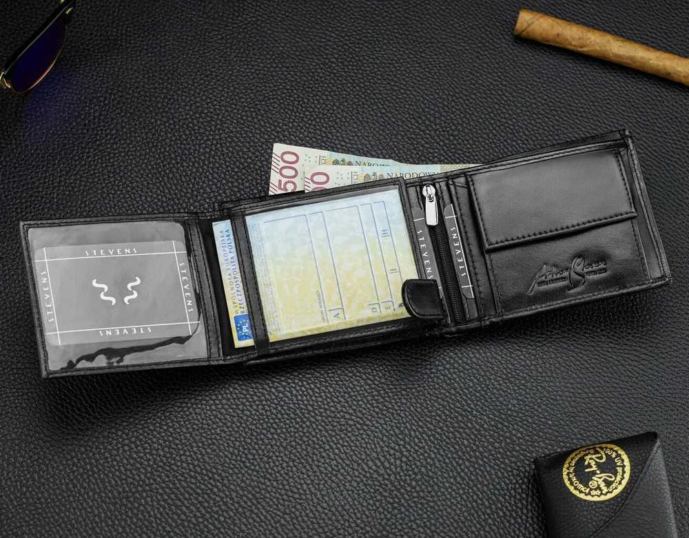 Vyriška natūralios odos piniginė Stevens Z07-325-R, RFID apsauga
